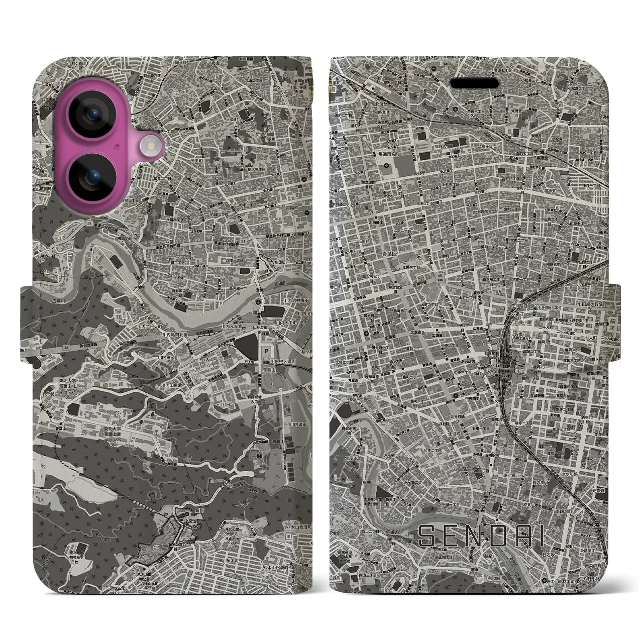 【仙台2(宮城県)】地図柄iPhoneケース(手帳タイプ)