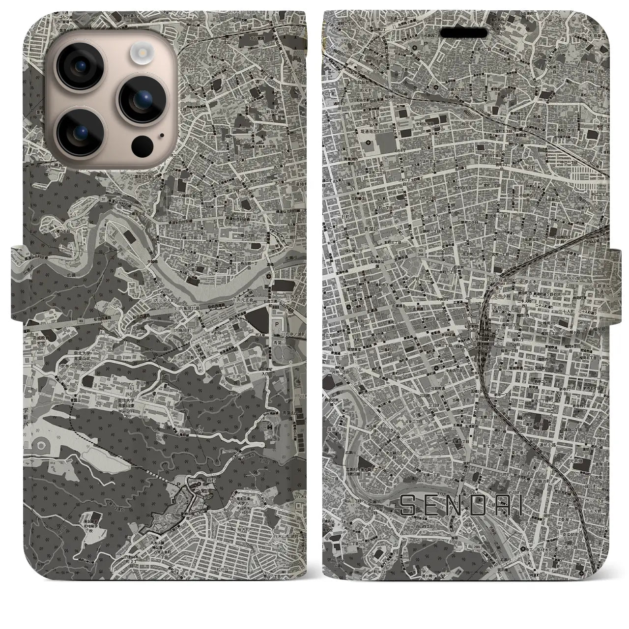 【仙台2(宮城県)】地図柄iPhoneケース(手帳タイプ)