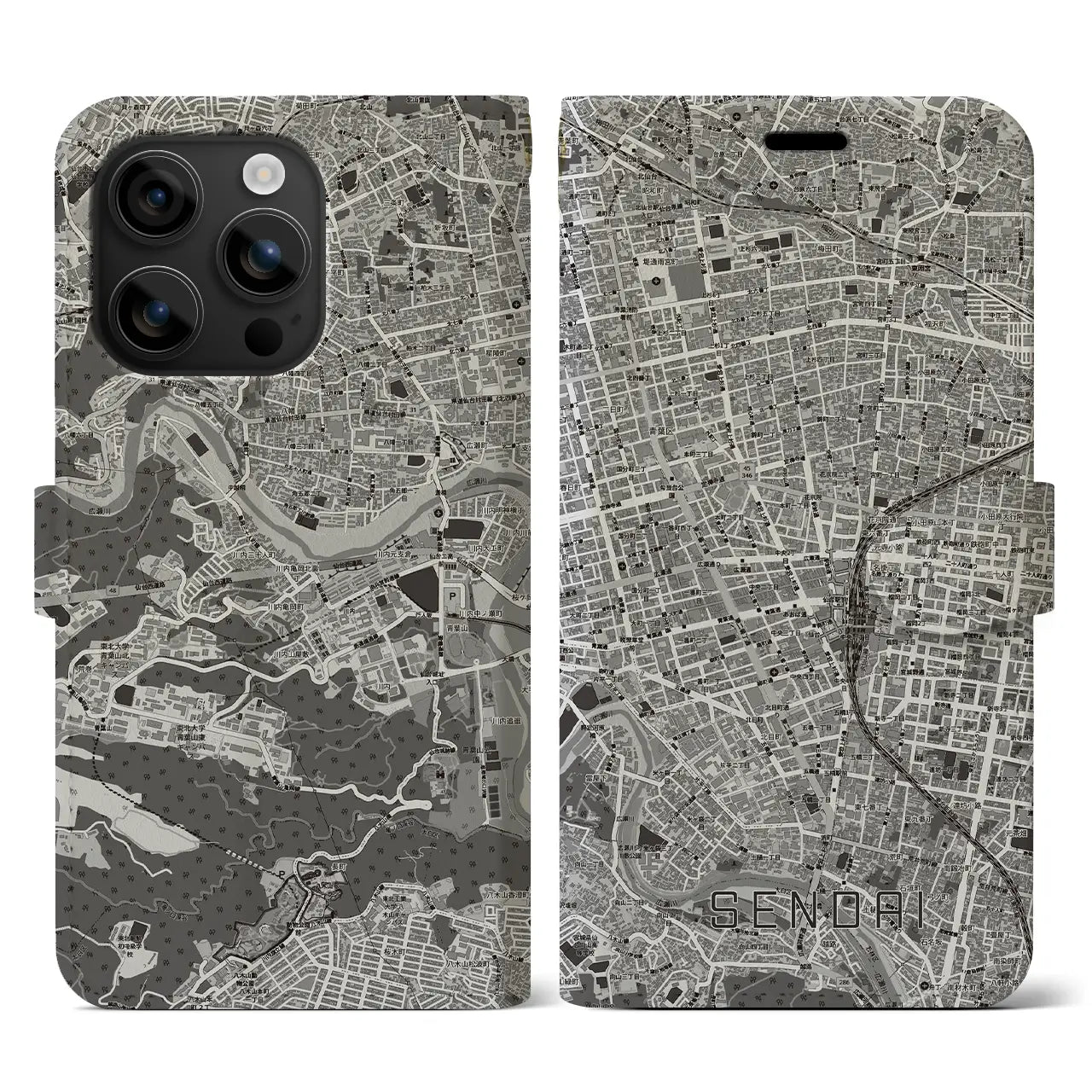 【仙台2(宮城県)】地図柄iPhoneケース(手帳タイプ)