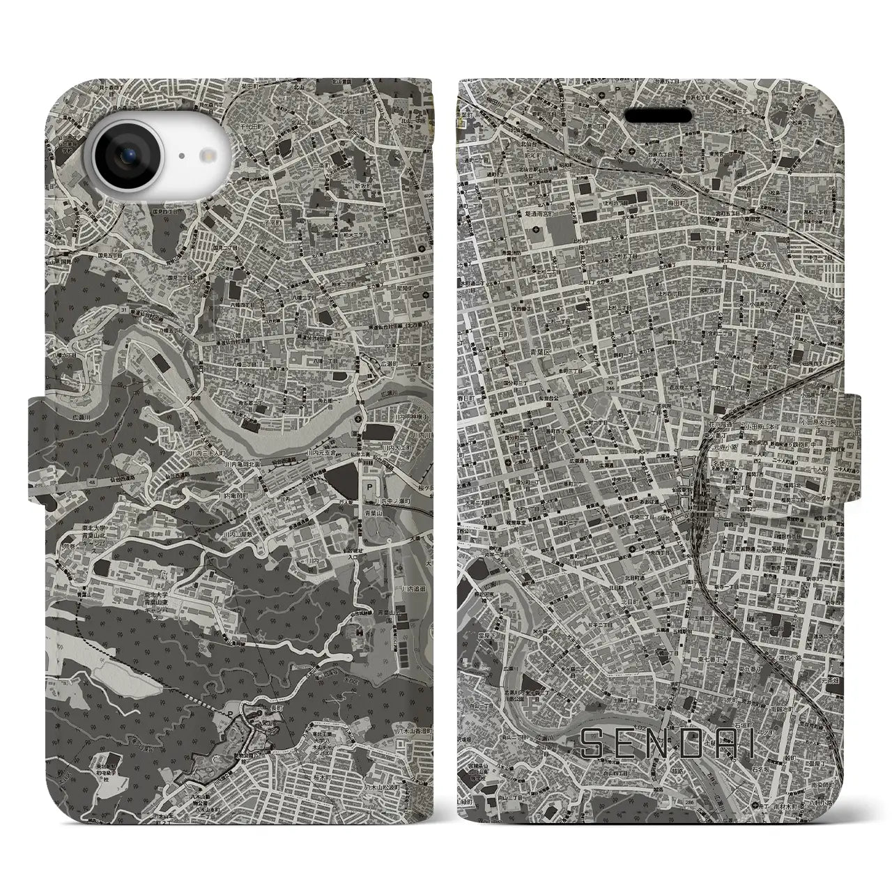 【仙台2(宮城県)】地図柄iPhoneケース(手帳タイプ)