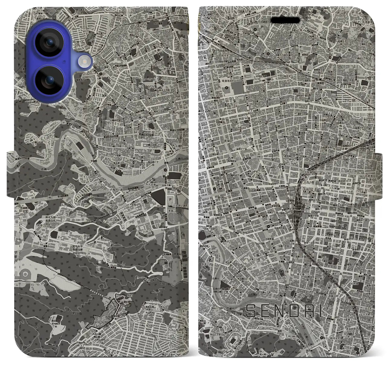 【仙台2(宮城県)】地図柄iPhoneケース(手帳タイプ)