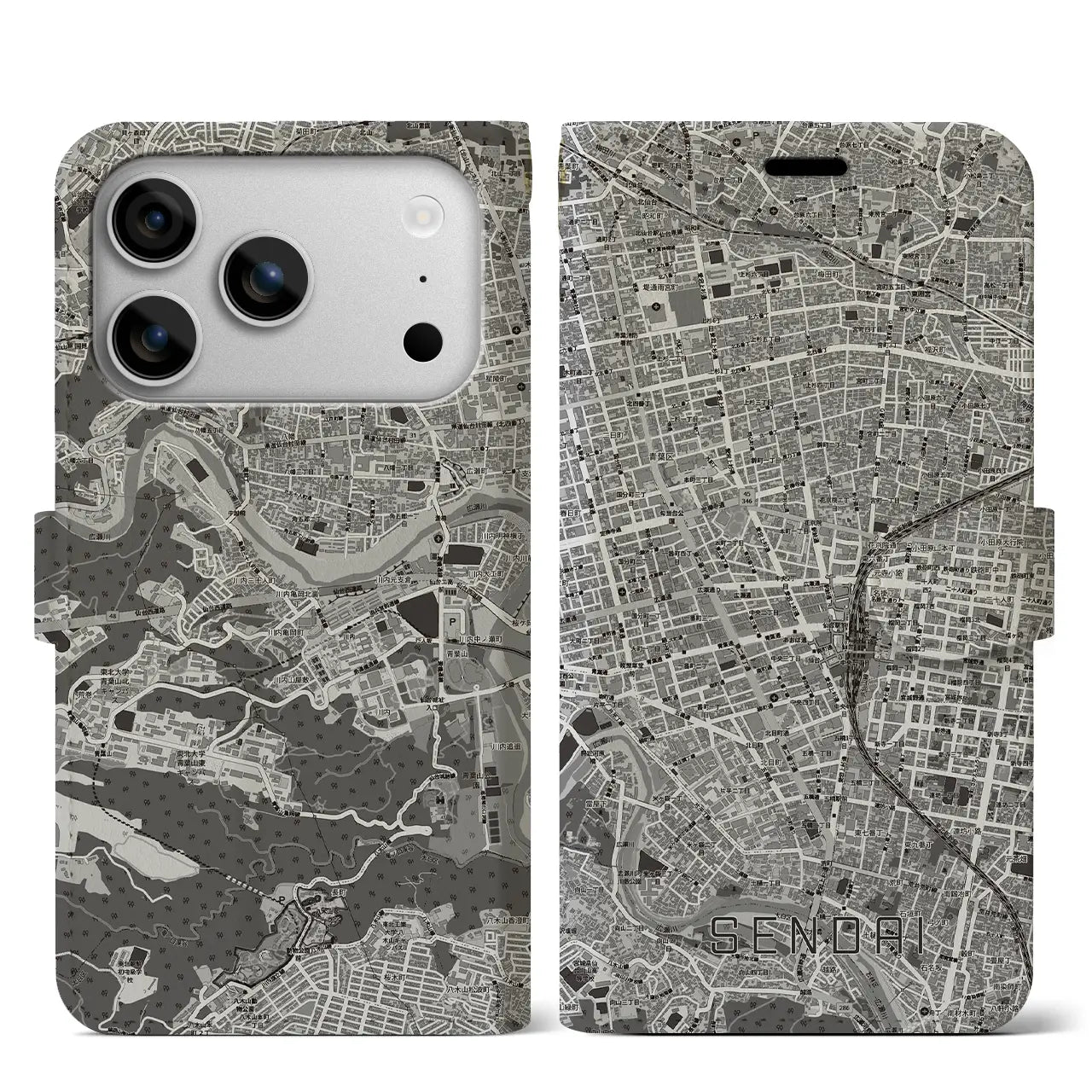 【仙台2(宮城県)】地図柄iPhoneケース(手帳タイプ)