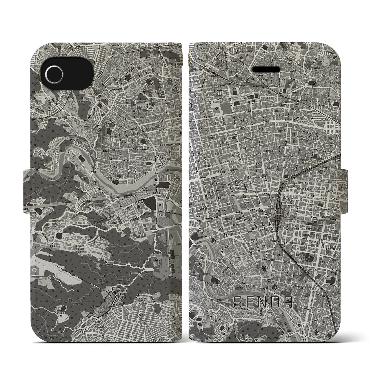 【仙台2(宮城県)】地図柄iPhoneケース(手帳タイプ)