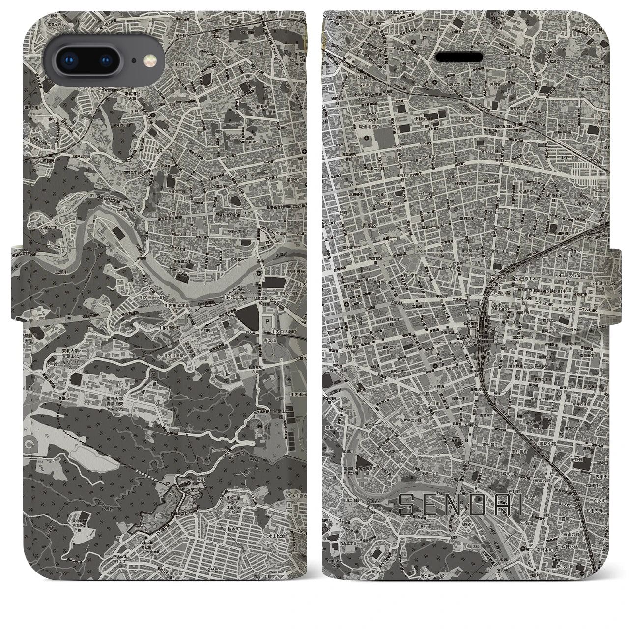 【仙台2(宮城県)】地図柄iPhoneケース(手帳タイプ)