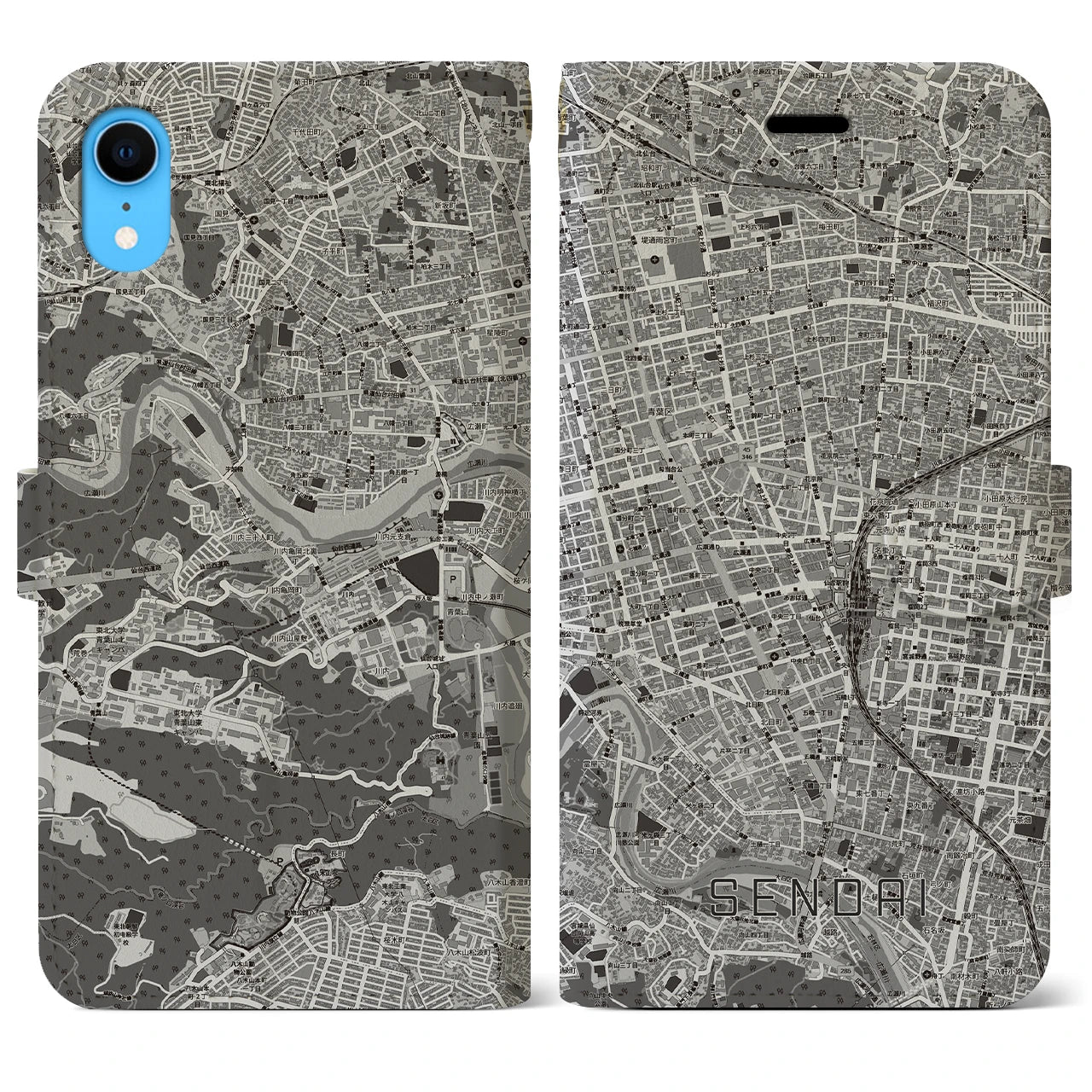 【仙台2(宮城県)】地図柄iPhoneケース(手帳タイプ)