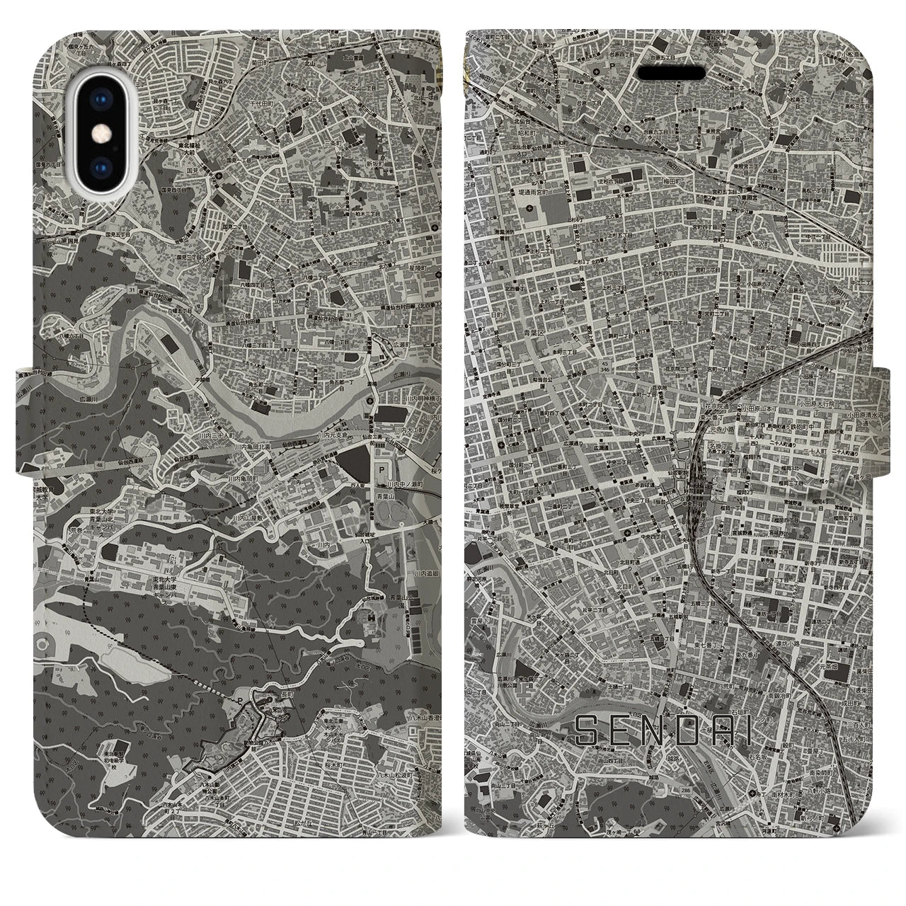 【仙台2(宮城県)】地図柄iPhoneケース(手帳タイプ)