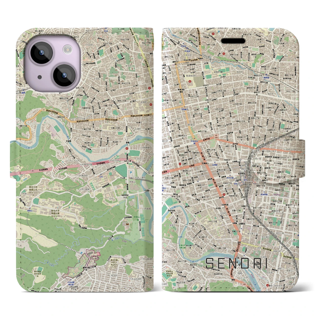 【仙台2(宮城県)】地図柄iPhoneケース(手帳タイプ)