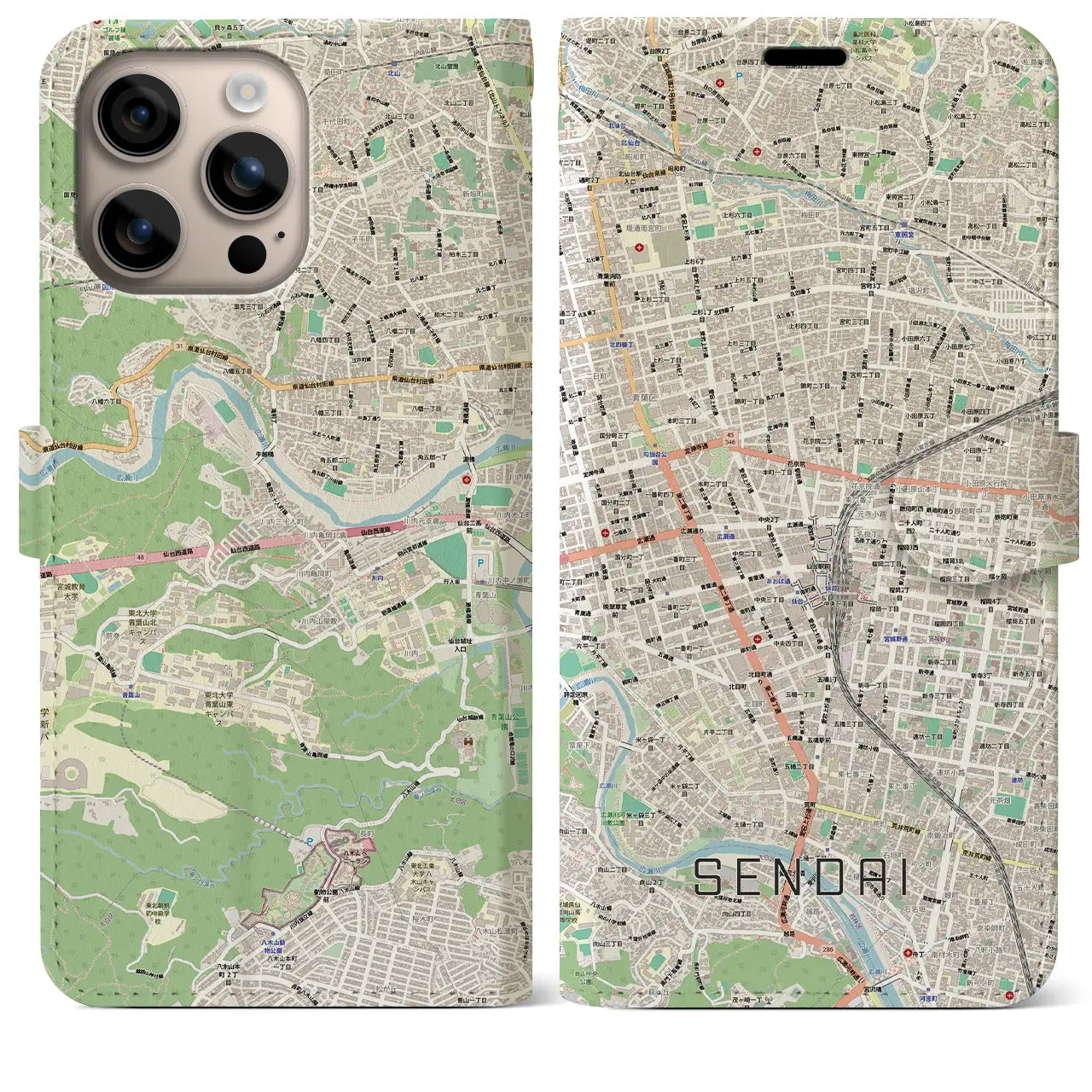【仙台2(宮城県)】地図柄iPhoneケース(手帳タイプ)