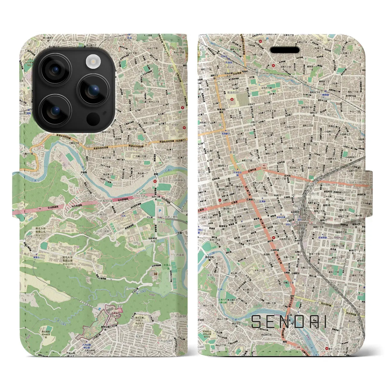 【仙台2(宮城県)】地図柄iPhoneケース(手帳タイプ)