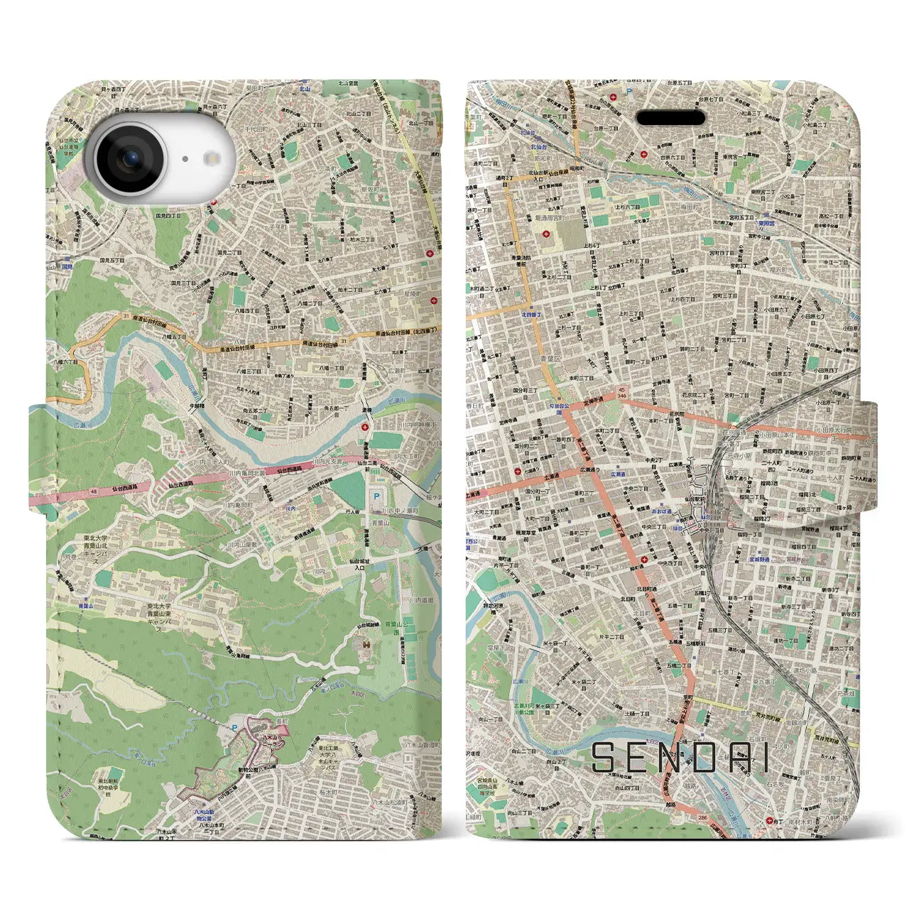 【仙台2(宮城県)】地図柄iPhoneケース(手帳タイプ)