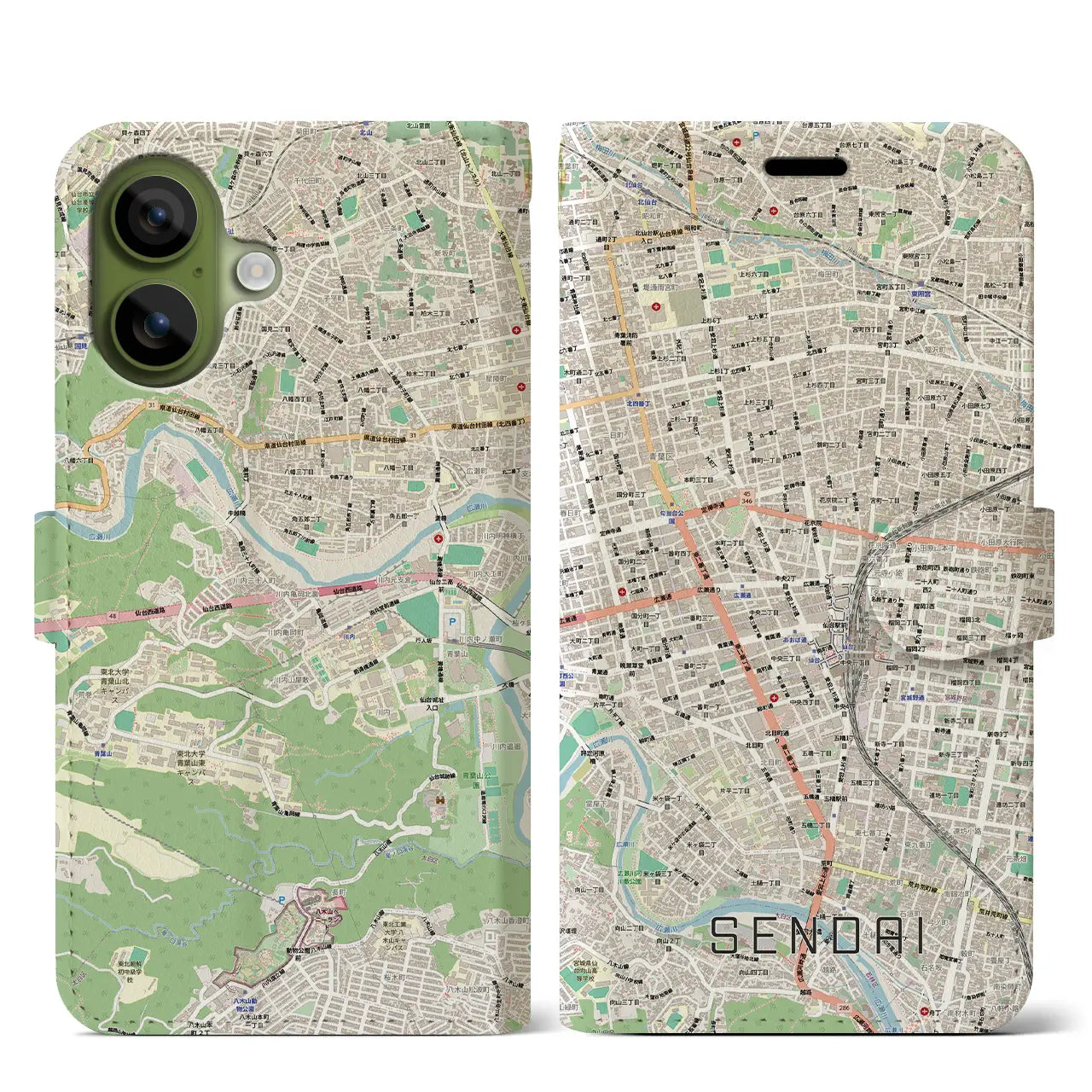 【仙台2(宮城県)】地図柄iPhoneケース(手帳タイプ)