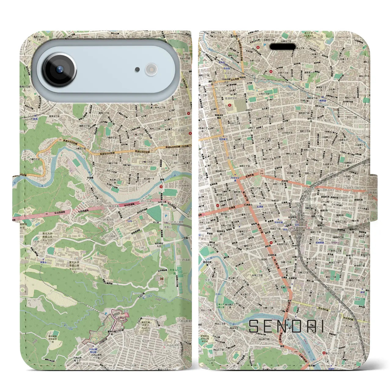 【仙台2(宮城県)】地図柄iPhoneケース(手帳タイプ)