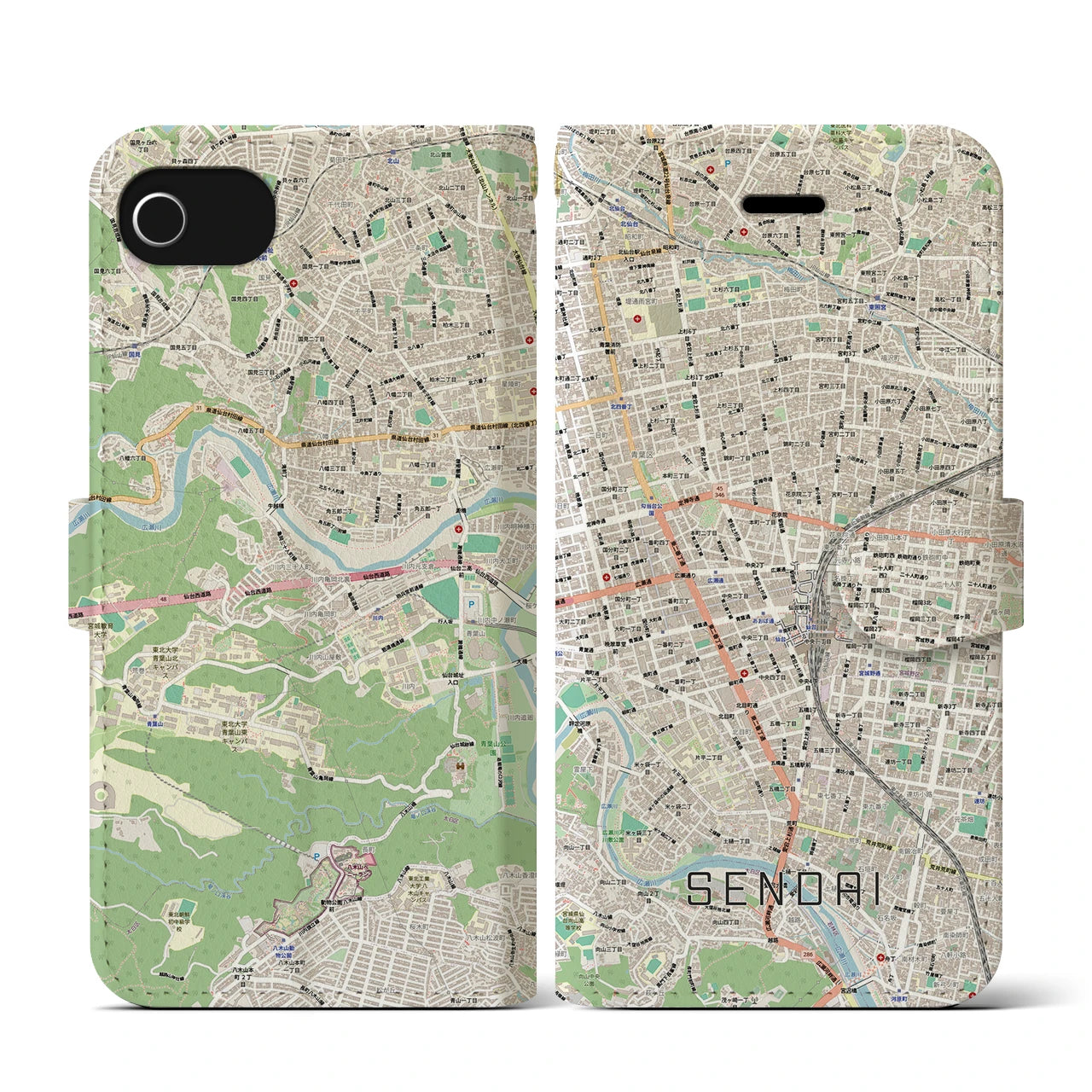 【仙台2(宮城県)】地図柄iPhoneケース(手帳タイプ)