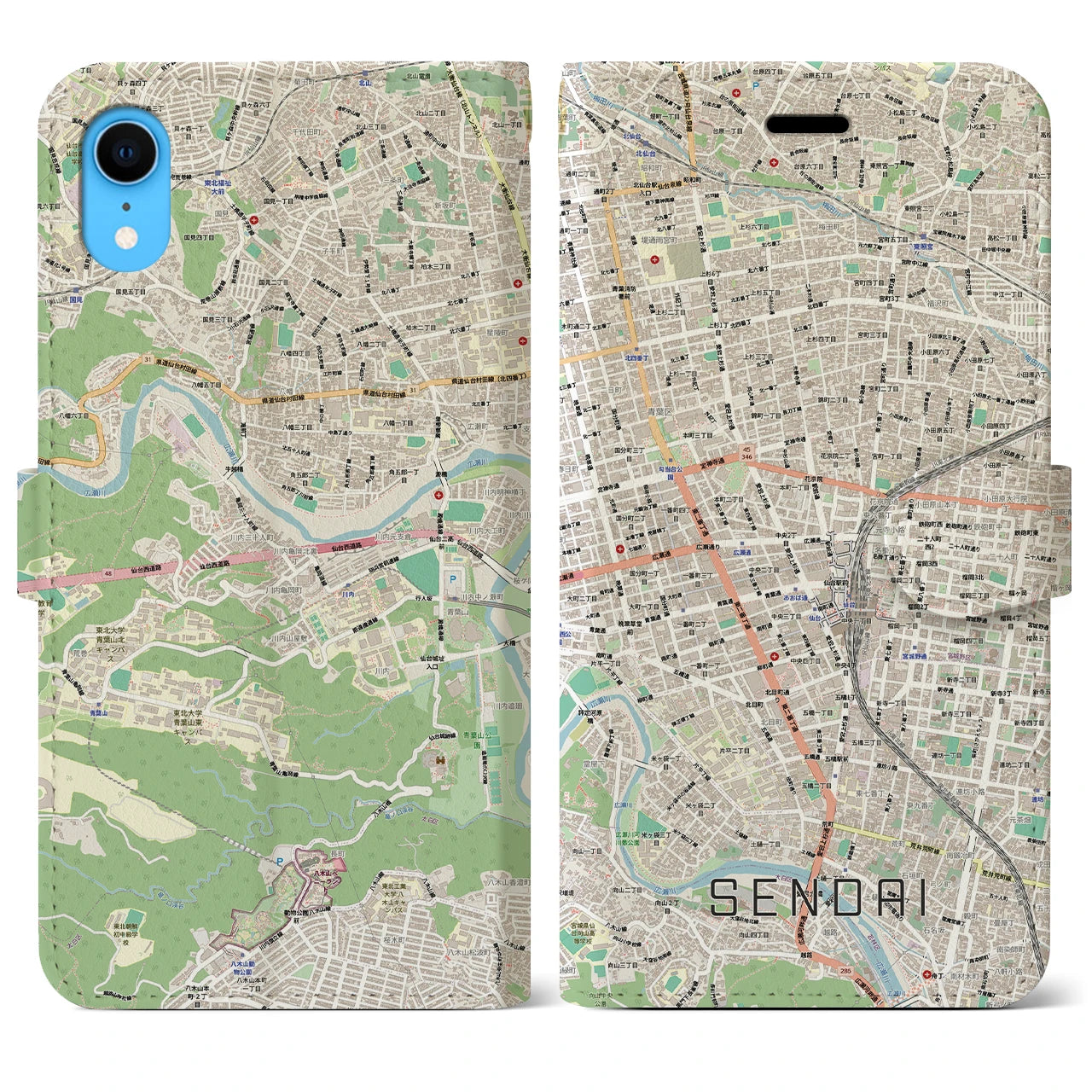【仙台2(宮城県)】地図柄iPhoneケース(手帳タイプ)