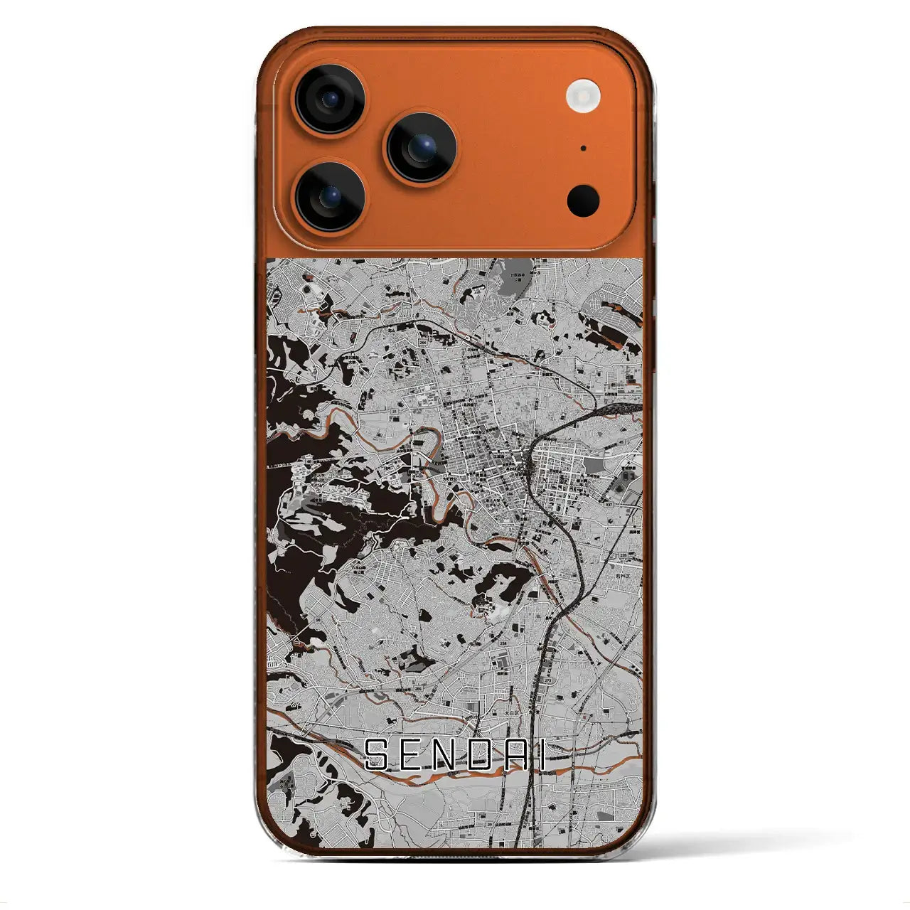 【仙台(宮城県)】地図柄iPhoneケース(クリアタイプ)モノトーン・iPhone 17 Pro Max 用