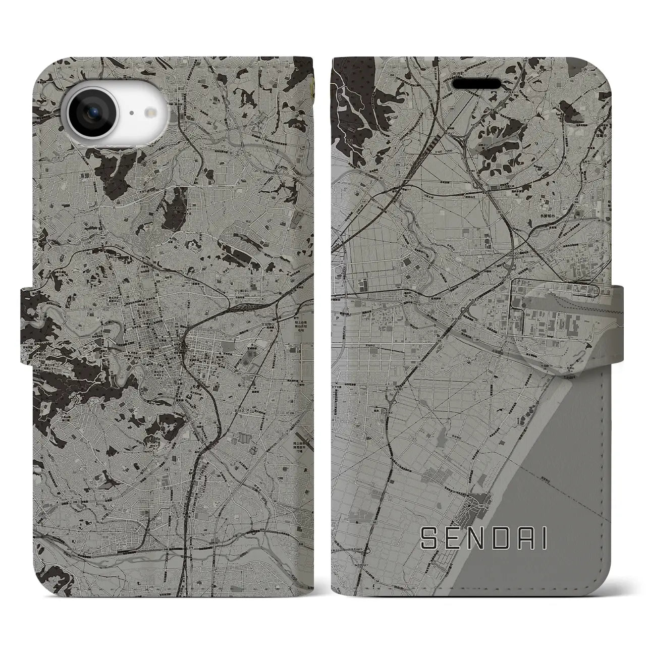 【仙台(宮城県)】地図柄iPhoneケース(手帳タイプ)