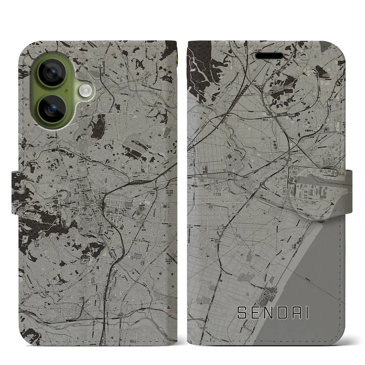 【仙台(宮城県)】地図柄iPhoneケース(手帳タイプ)