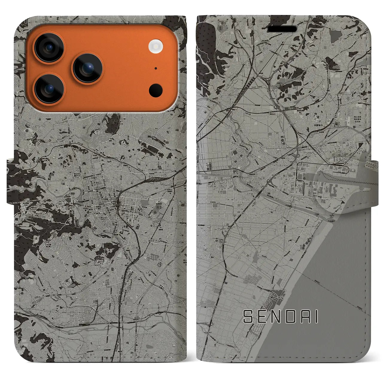 【仙台(宮城県)】地図柄iPhoneケース(手帳タイプ)