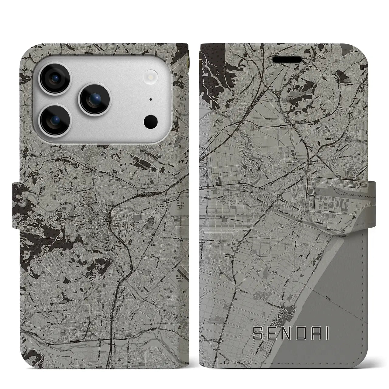 【仙台(宮城県)】地図柄iPhoneケース(手帳タイプ)