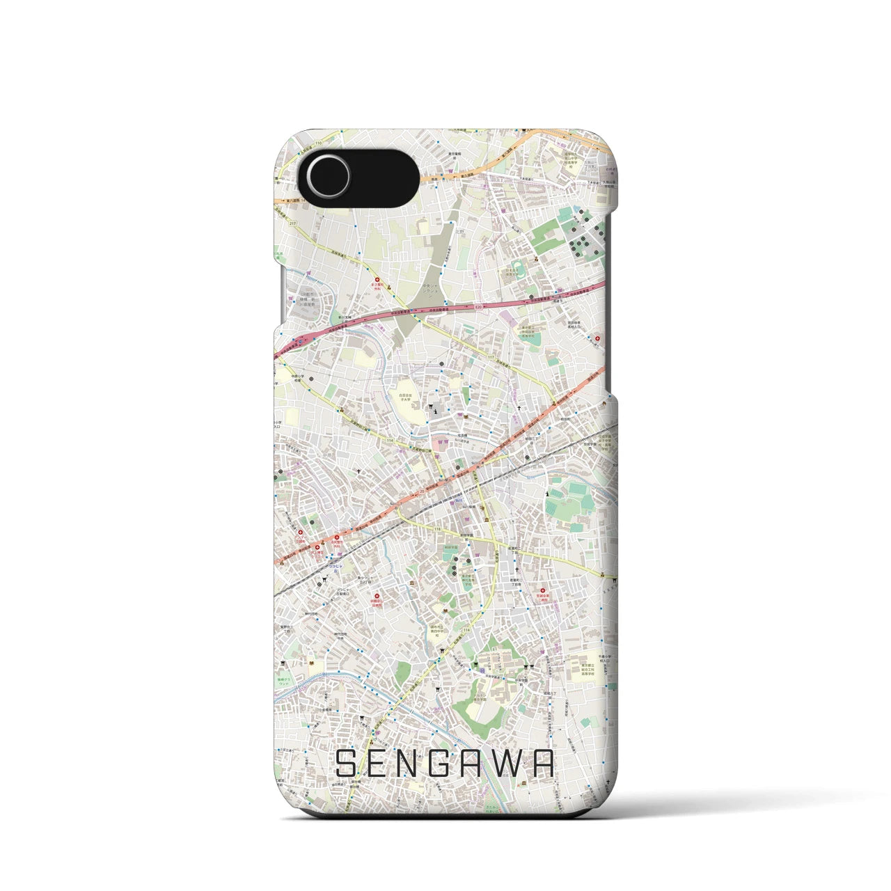 【仙川(東京都)】地図柄iPhoneケース(バックカバータイプ)