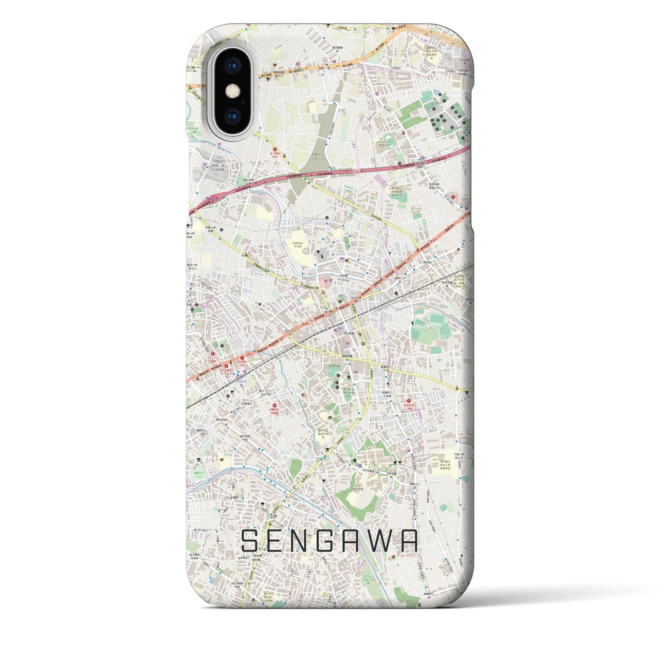 【仙川(東京都)】地図柄iPhoneケース(バックカバータイプ)