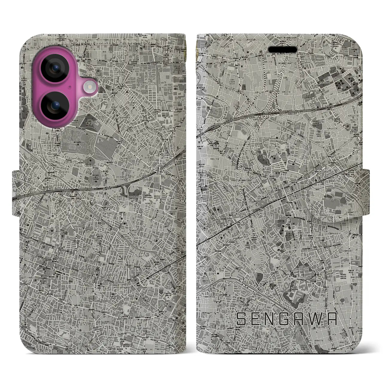 【仙川(東京都)】地図柄iPhoneケース(手帳タイプ)