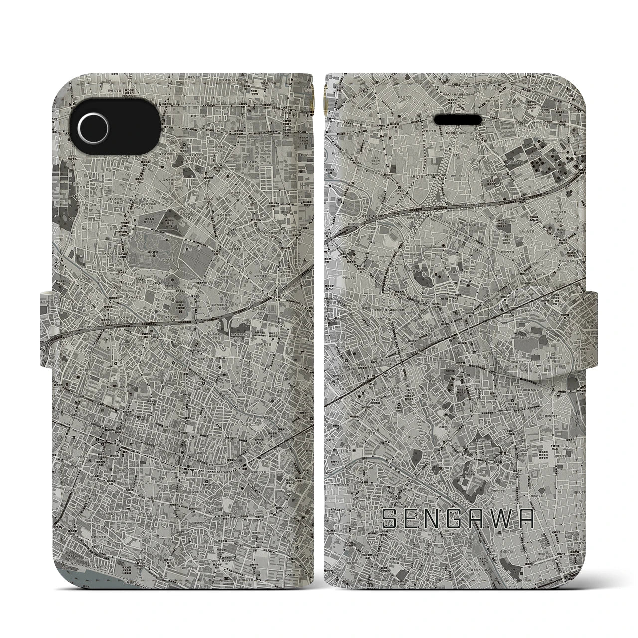 【仙川(東京都)】地図柄iPhoneケース(手帳タイプ)