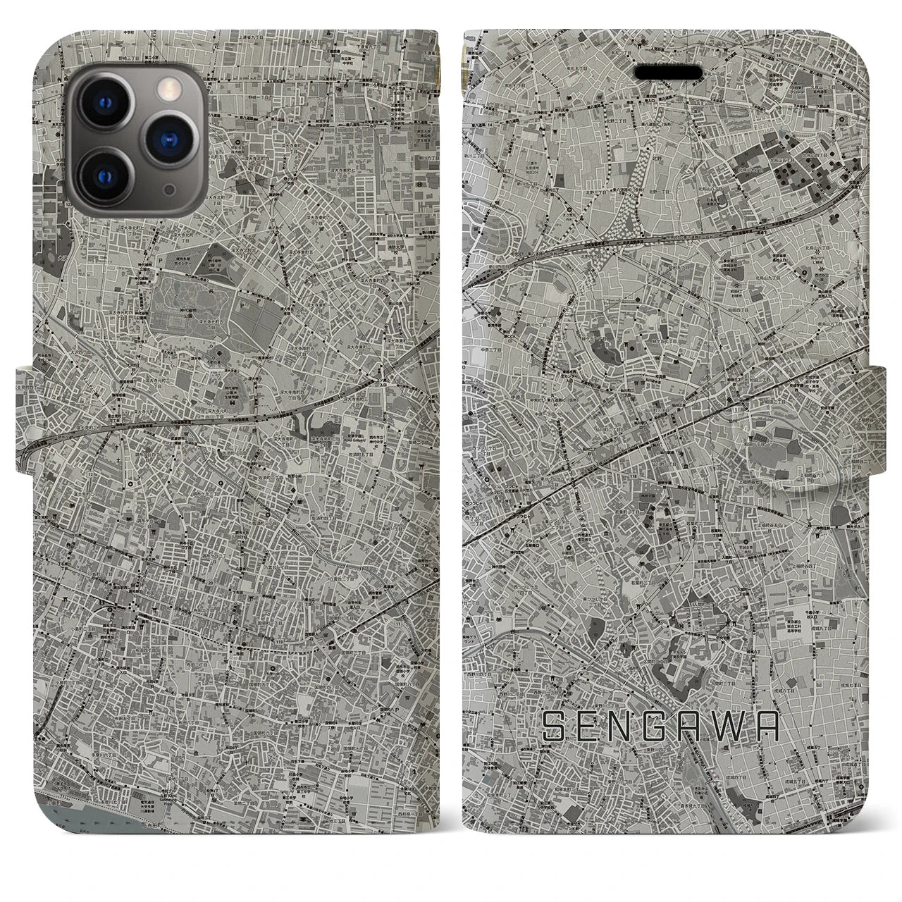 【仙川(東京都)】地図柄iPhoneケース(手帳タイプ)