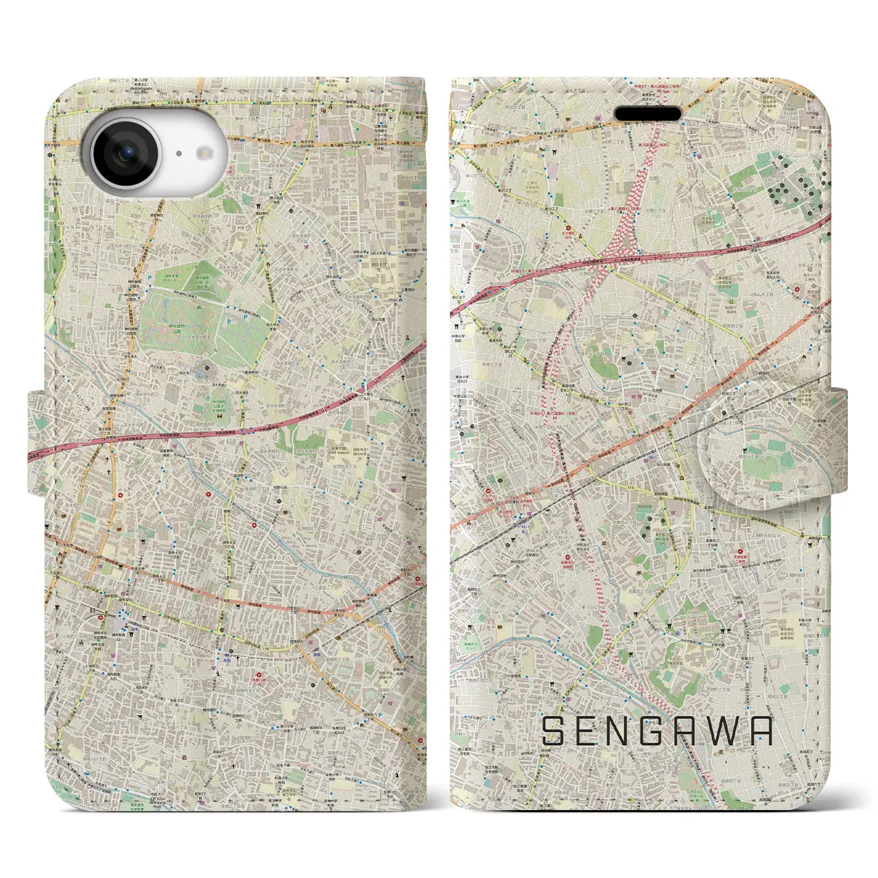 【仙川(東京都)】地図柄iPhoneケース(手帳タイプ)