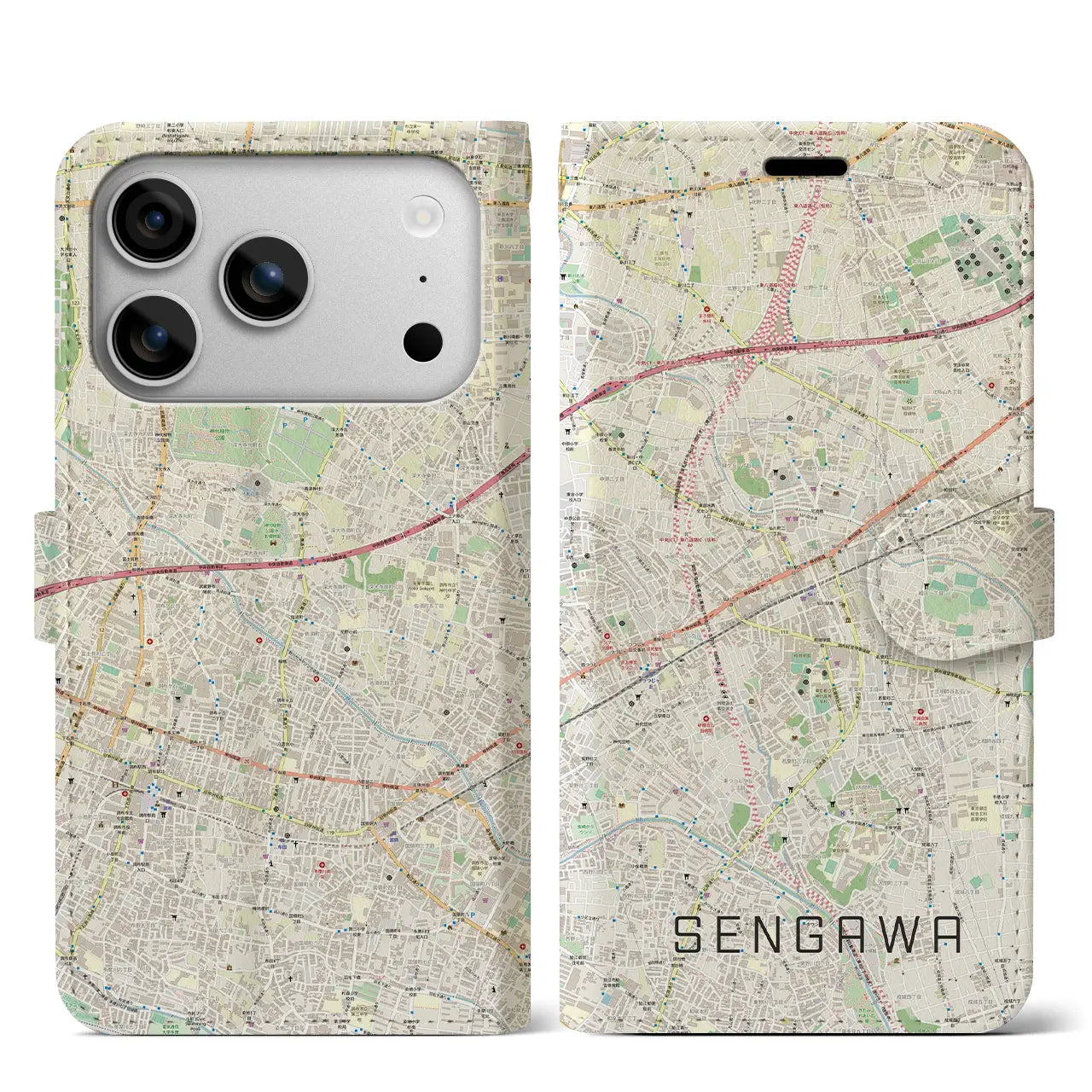 【仙川(東京都)】地図柄iPhoneケース(手帳タイプ)