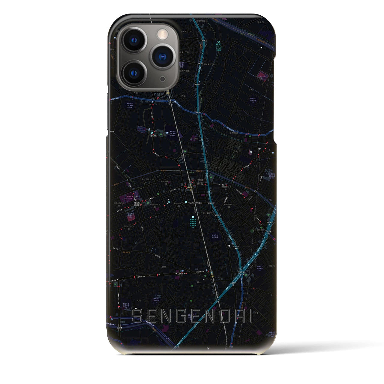 【せんげん台(埼玉県)】地図柄iPhoneケース(バックカバータイプ)