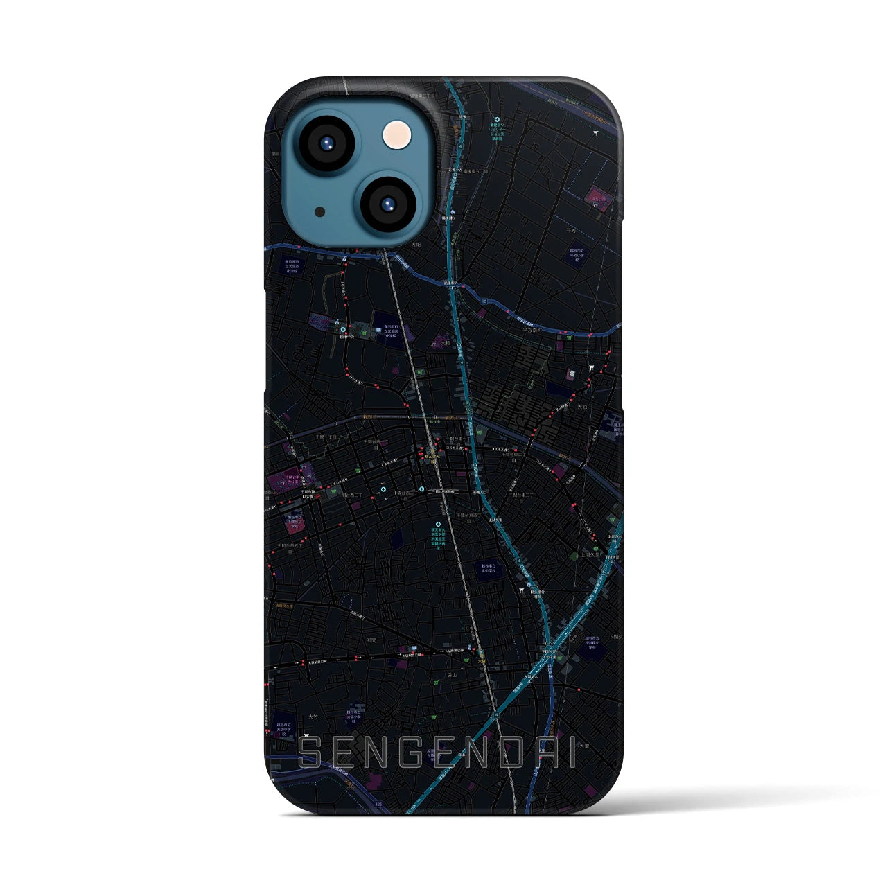 【せんげん台(埼玉県)】地図柄iPhoneケース(バックカバータイプ)