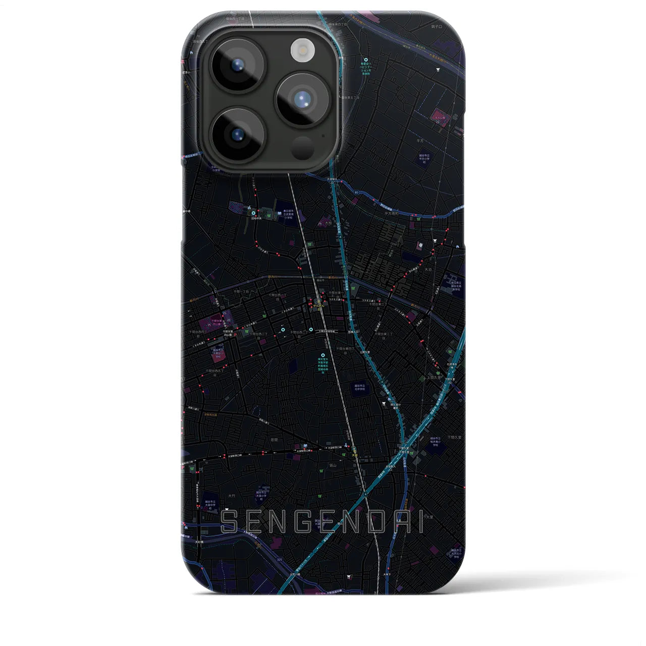【せんげん台(埼玉県)】地図柄iPhoneケース(バックカバータイプ)
