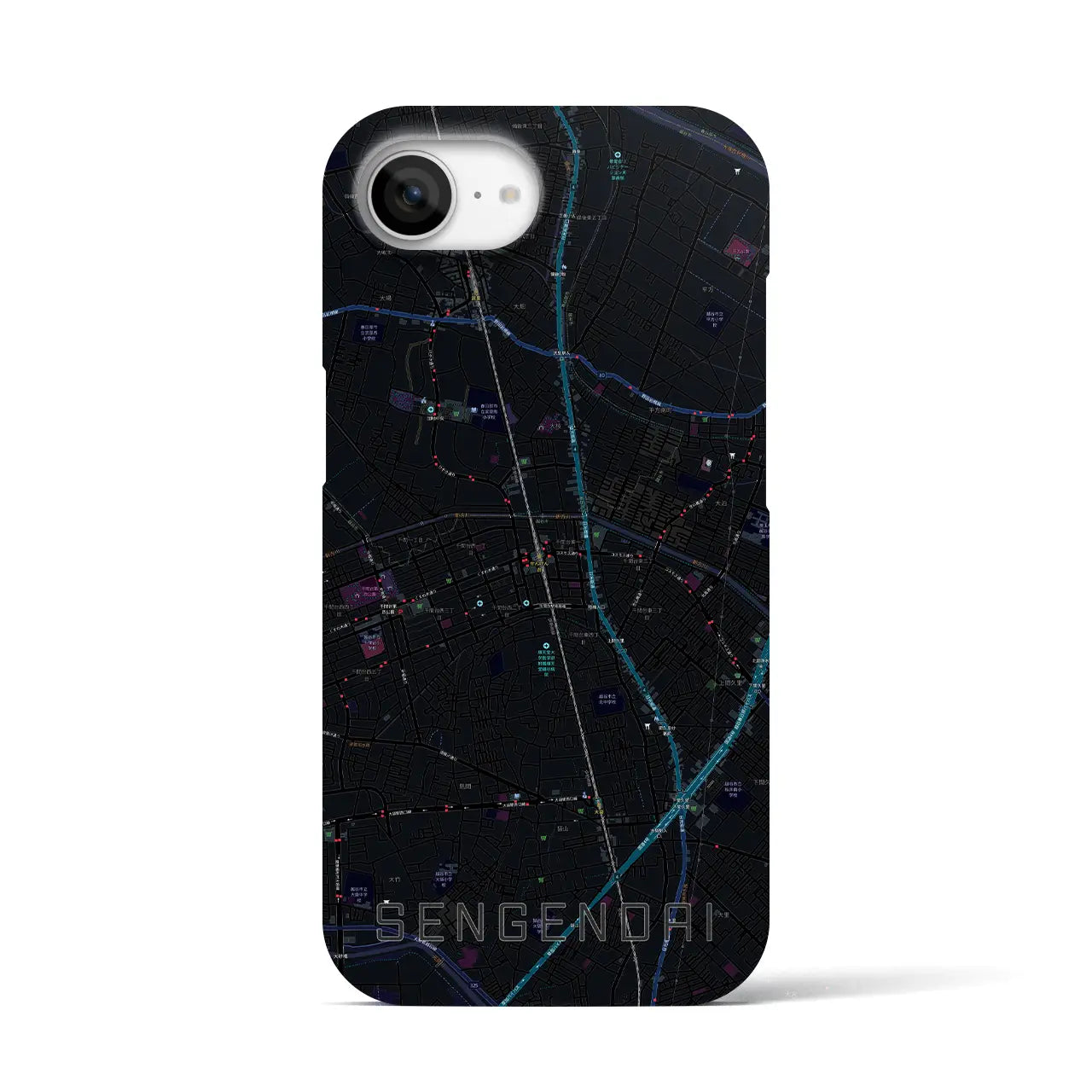 【せんげん台(埼玉県)】地図柄iPhoneケース(バックカバータイプ)