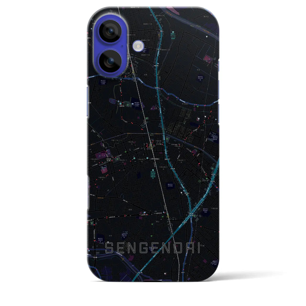 【せんげん台(埼玉県)】地図柄iPhoneケース(バックカバータイプ)