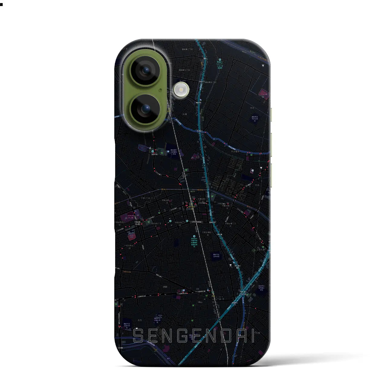 【せんげん台(埼玉県)】地図柄iPhoneケース(バックカバータイプ)