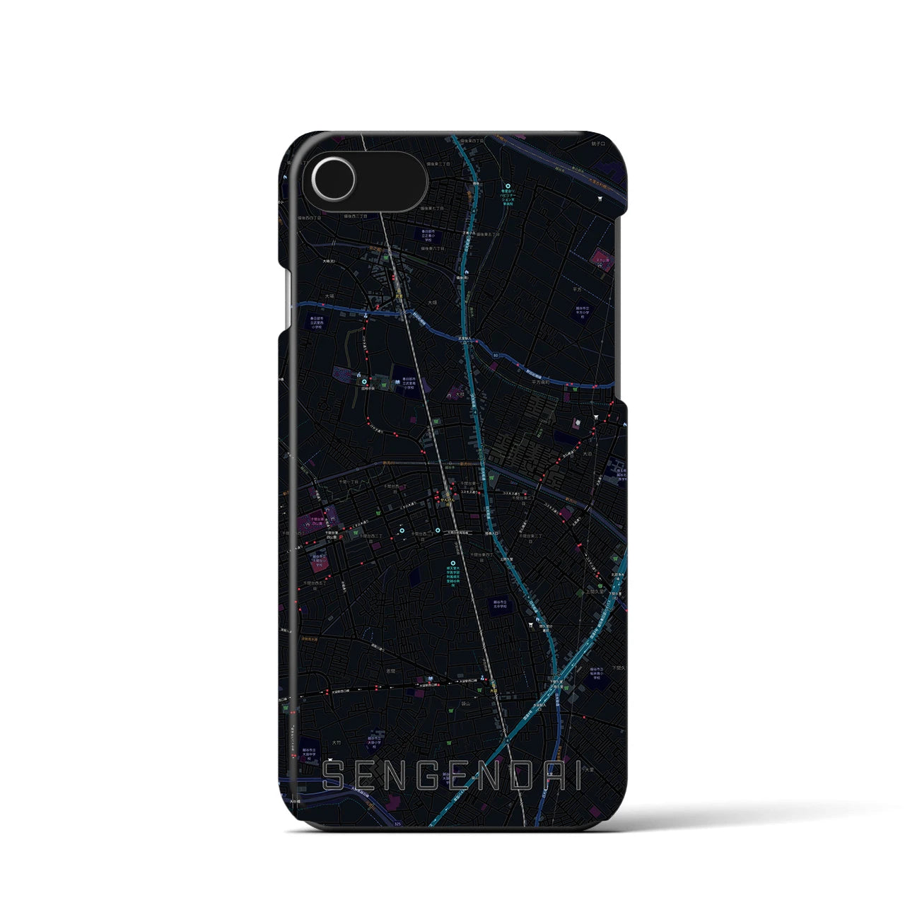 【せんげん台(埼玉県)】地図柄iPhoneケース(バックカバータイプ)