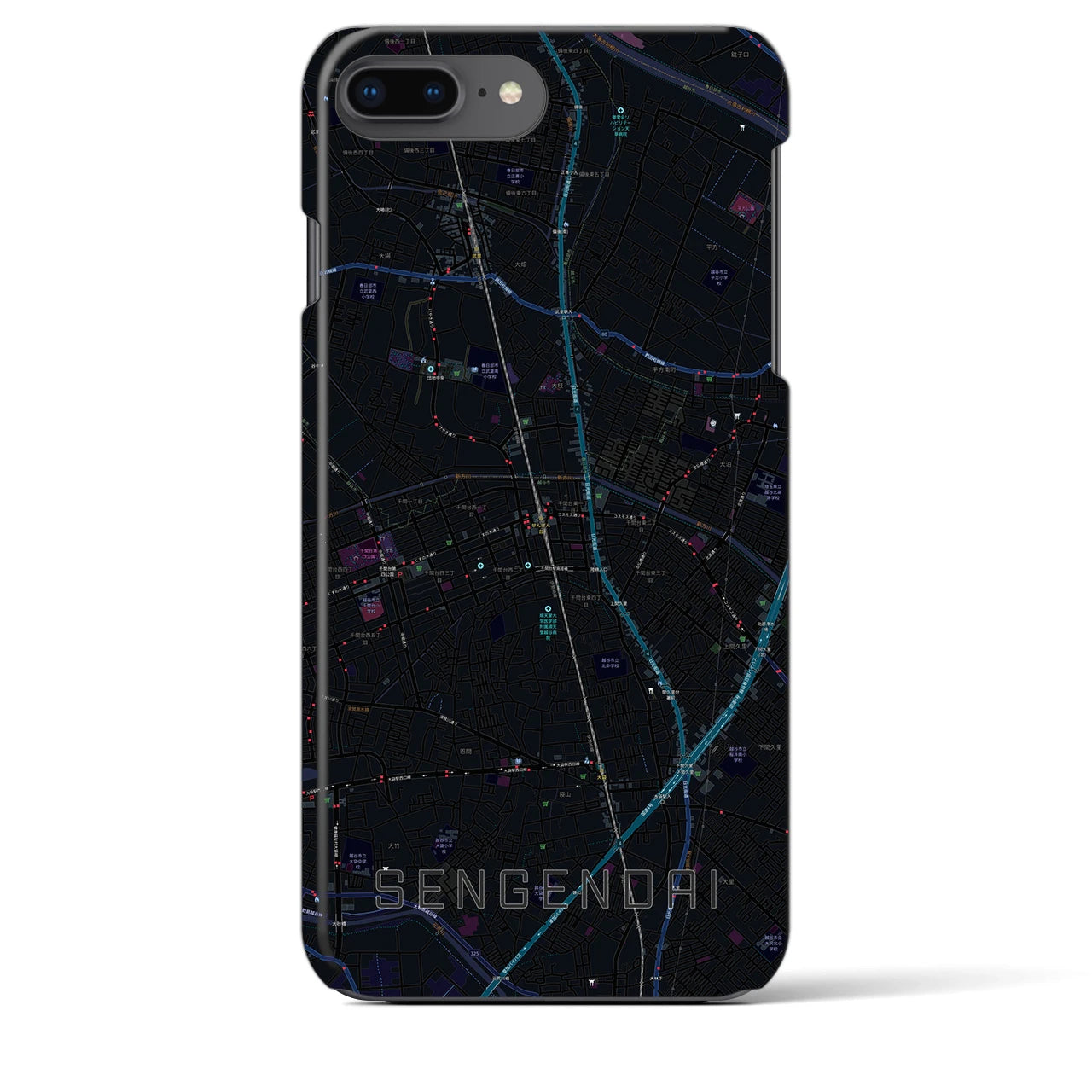 【せんげん台(埼玉県)】地図柄iPhoneケース(バックカバータイプ)