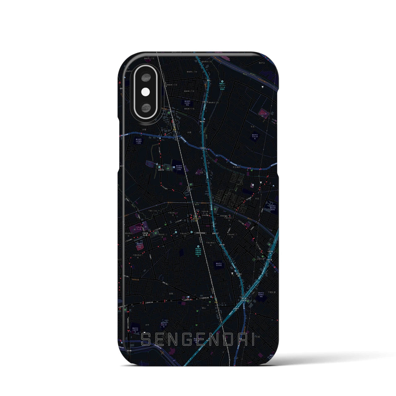 【せんげん台(埼玉県)】地図柄iPhoneケース(バックカバータイプ)