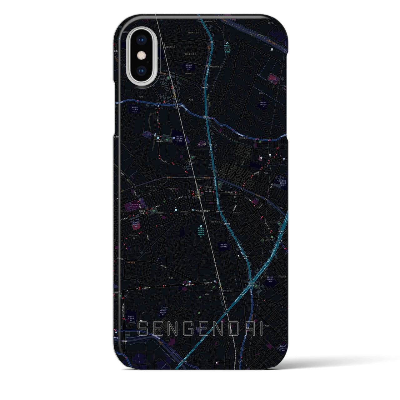 【せんげん台(埼玉県)】地図柄iPhoneケース(バックカバータイプ)