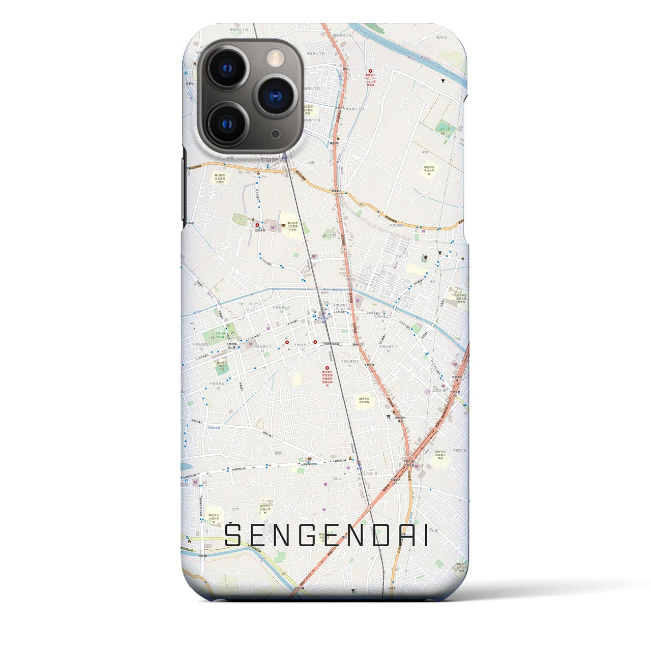 【せんげん台(埼玉県)】地図柄iPhoneケース(バックカバータイプ)