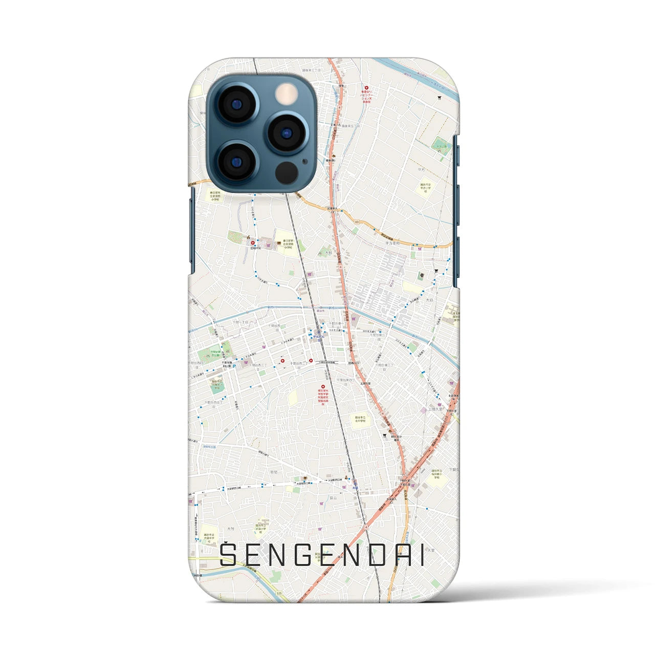 【せんげん台(埼玉県)】地図柄iPhoneケース(バックカバータイプ)