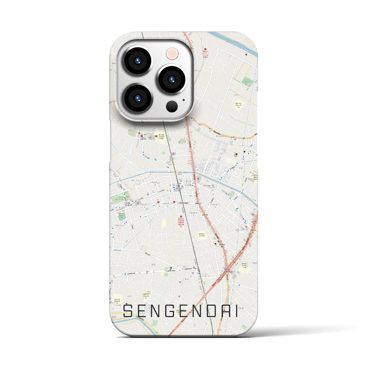 【せんげん台(埼玉県)】地図柄iPhoneケース(バックカバータイプ)