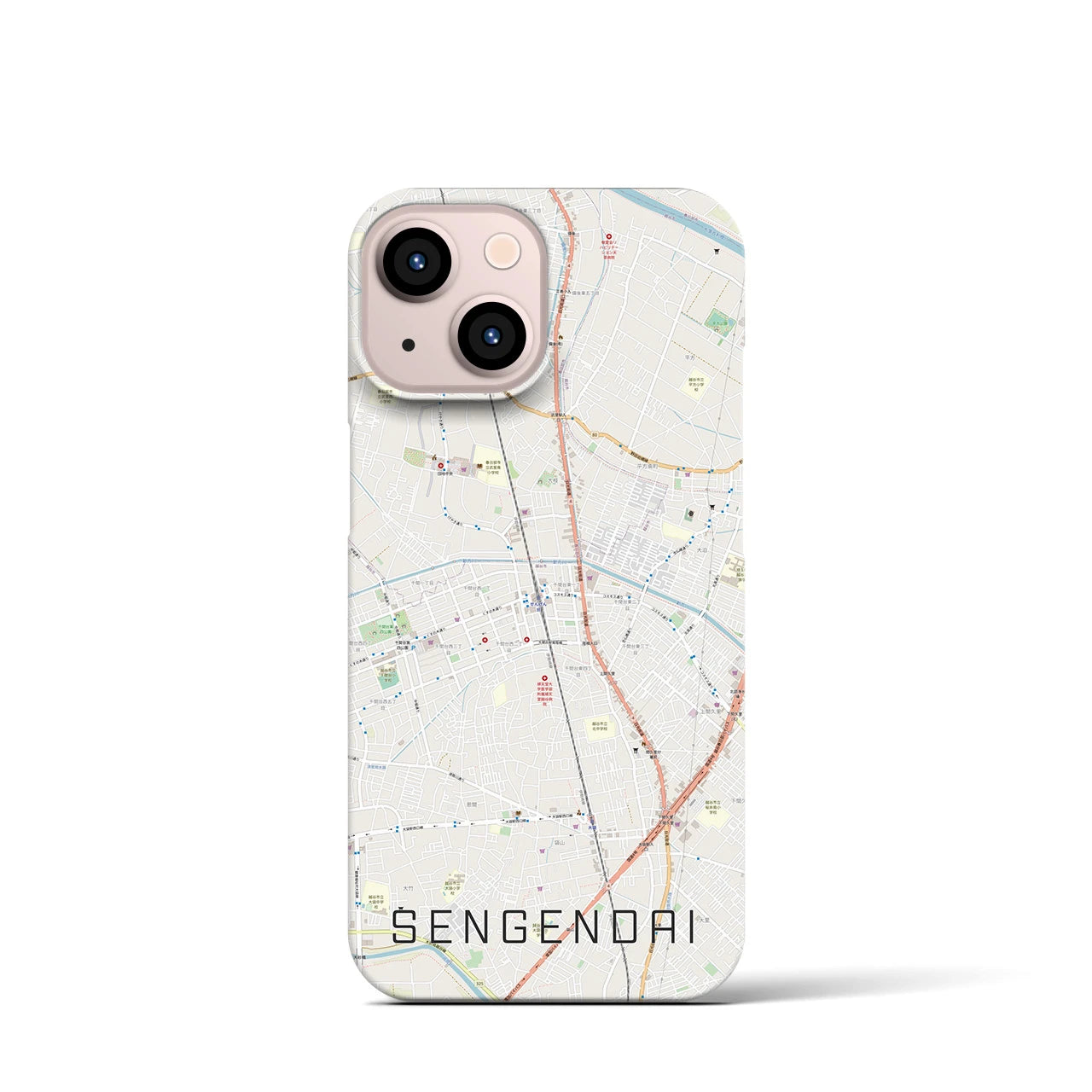 【せんげん台(埼玉県)】地図柄iPhoneケース(バックカバータイプ)