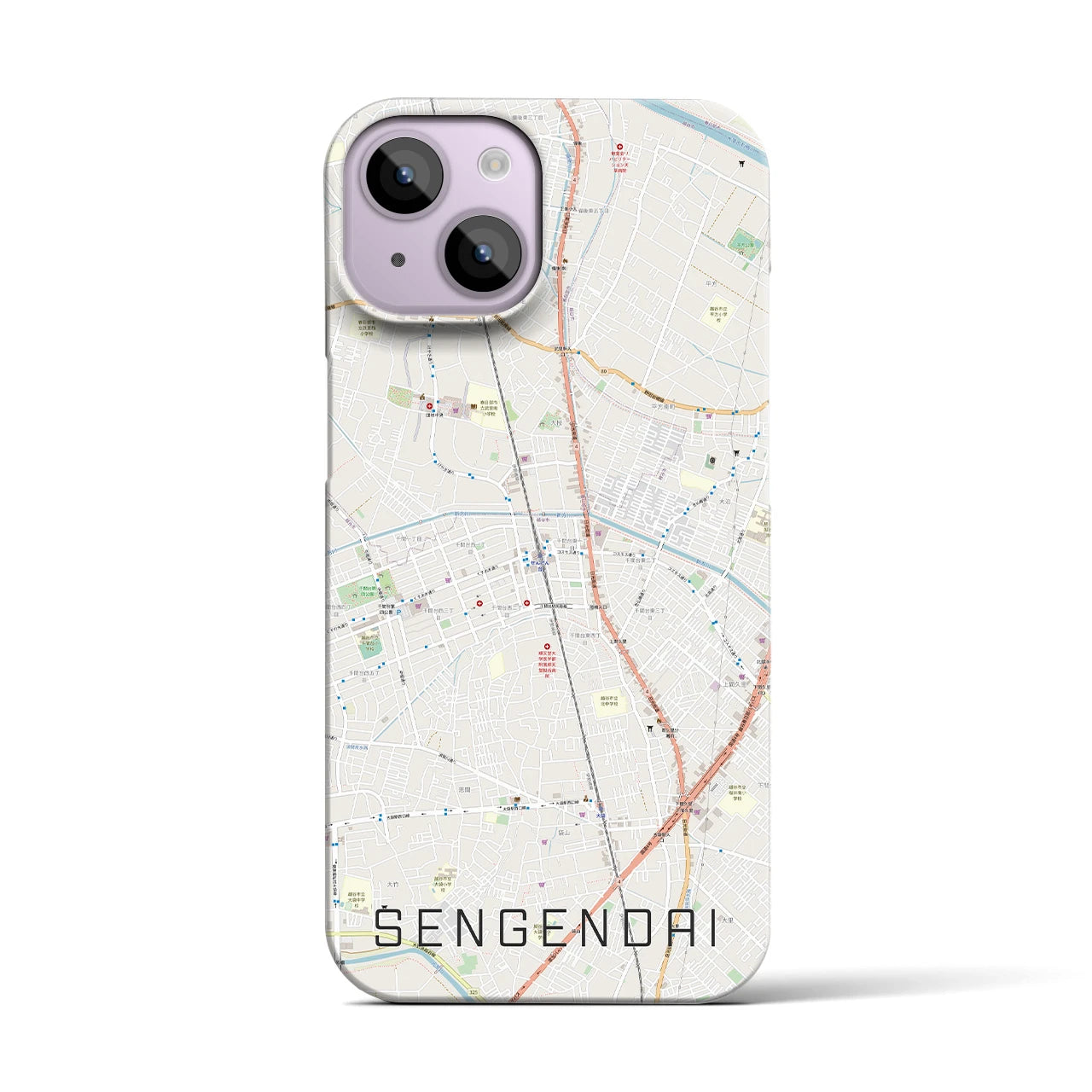 【せんげん台(埼玉県)】地図柄iPhoneケース(バックカバータイプ)