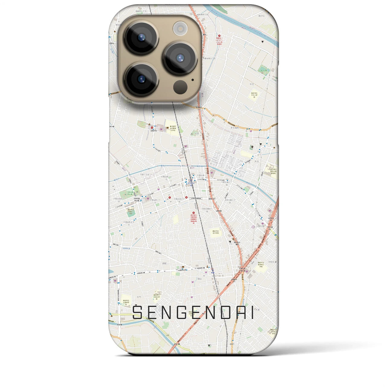 【せんげん台(埼玉県)】地図柄iPhoneケース(バックカバータイプ)