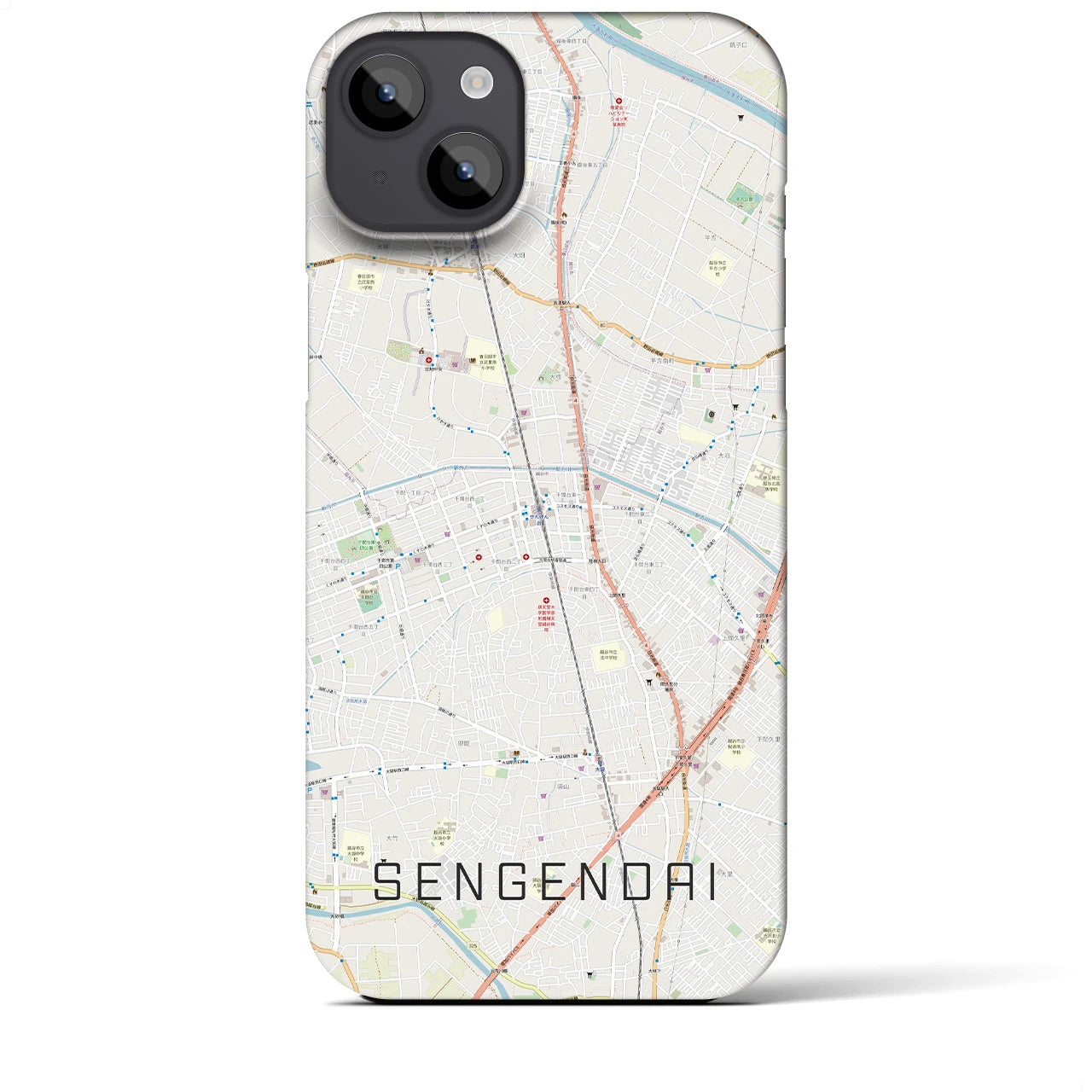 【せんげん台(埼玉県)】地図柄iPhoneケース(バックカバータイプ)