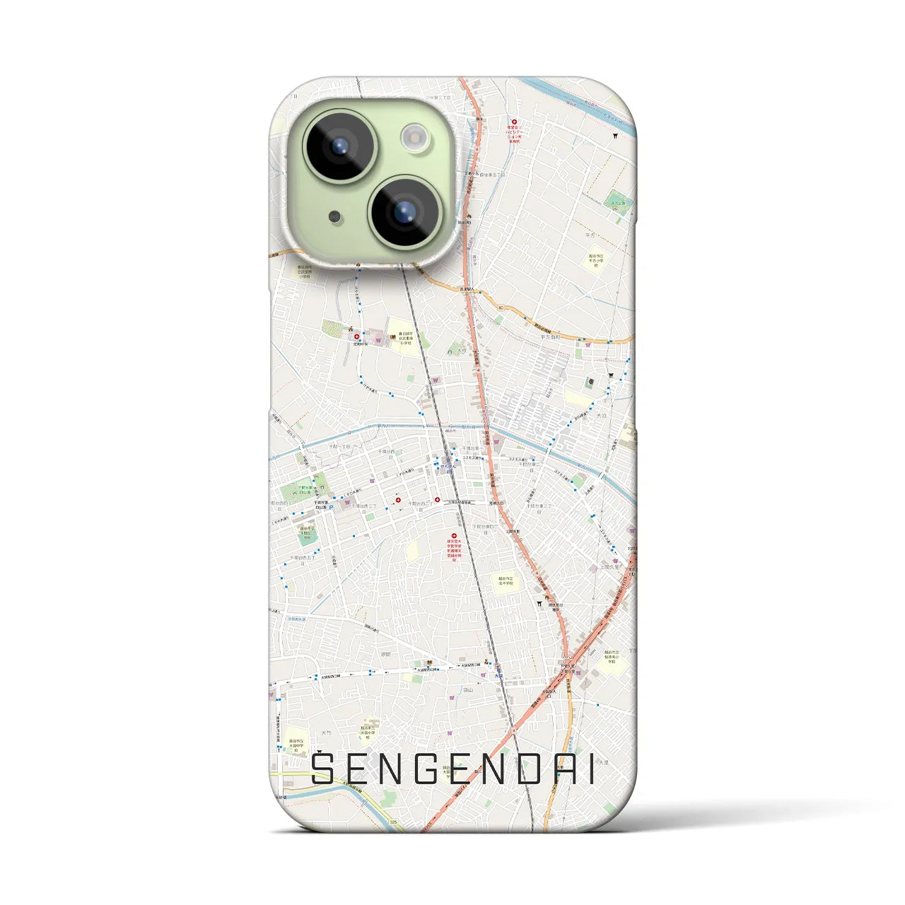 【せんげん台(埼玉県)】地図柄iPhoneケース(バックカバータイプ)