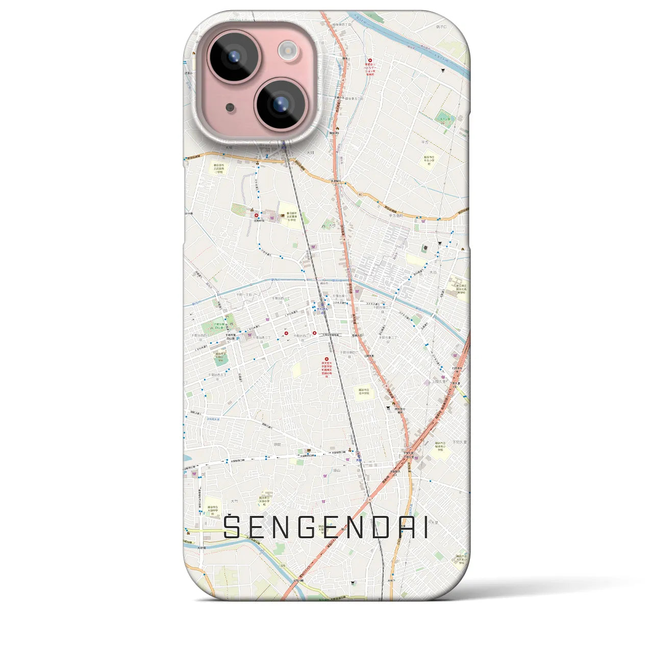 【せんげん台(埼玉県)】地図柄iPhoneケース(バックカバータイプ)