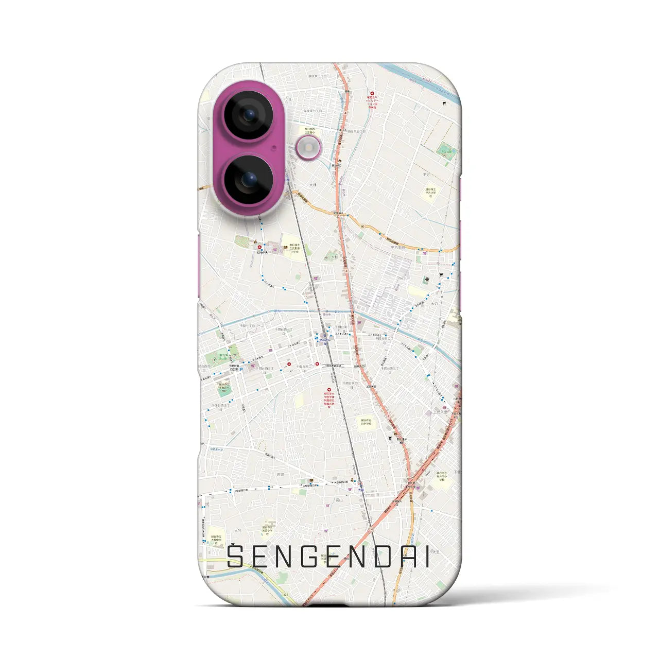 【せんげん台(埼玉県)】地図柄iPhoneケース(バックカバータイプ)